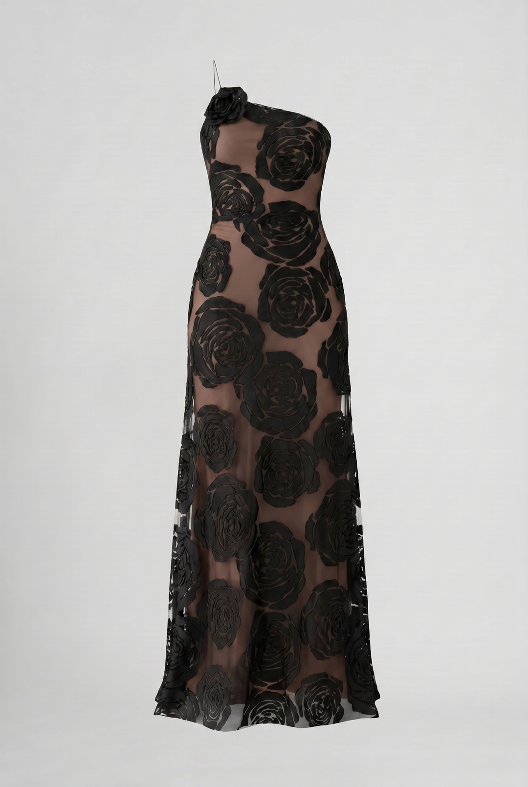 Black Satin Ruched Sleeveless Maxi Cocktail Dress for Women