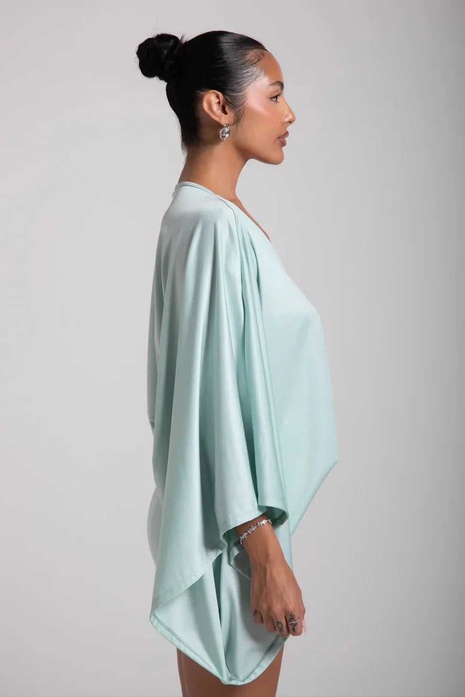 Cascade Homecoming Cape Sleeve Flowy Party Mini Dress for Women