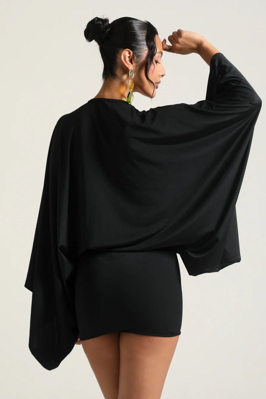Cascade Homecoming Cape Sleeve Flowy Party Mini Dress for Women