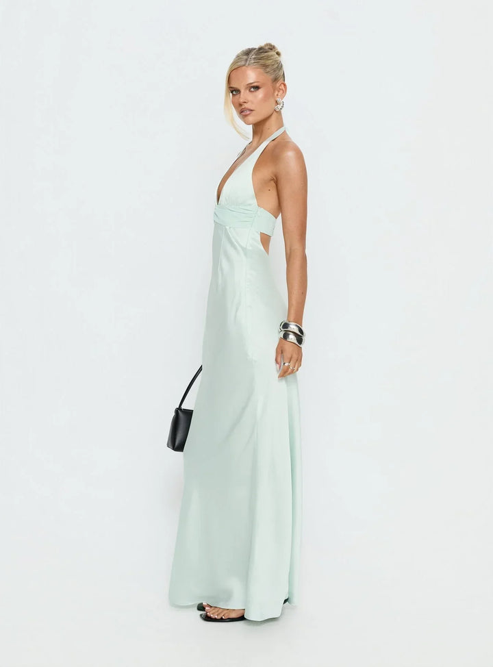 Floral Halter Wedding Guest Maxi Dress for Women - Summer