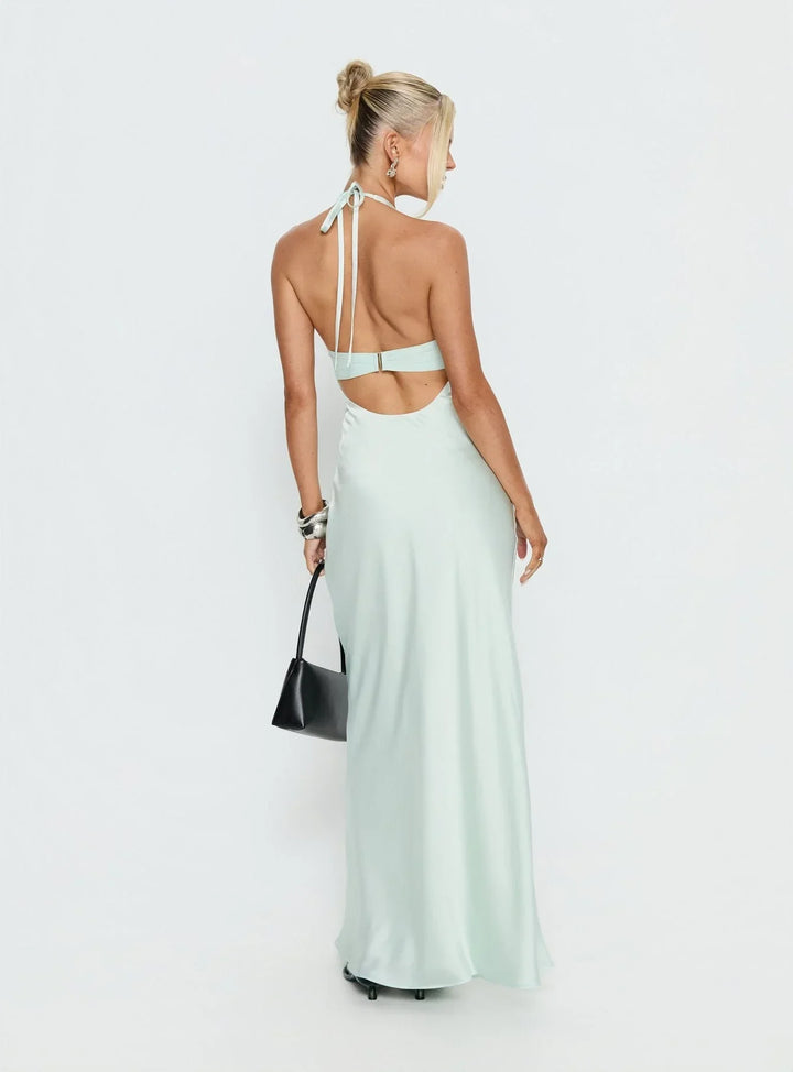 Floral Halter Wedding Guest Maxi Dress for Women - Summer