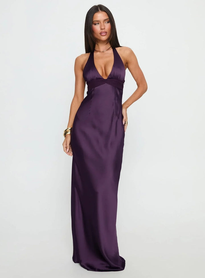 Floral Halter Wedding Guest Maxi Dress for Women - Summer