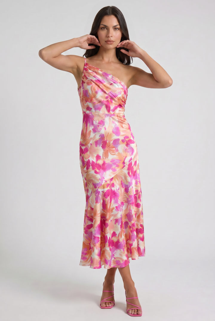 Floral Spaghetti Strap Wedding Guest Maxi Dress for Women