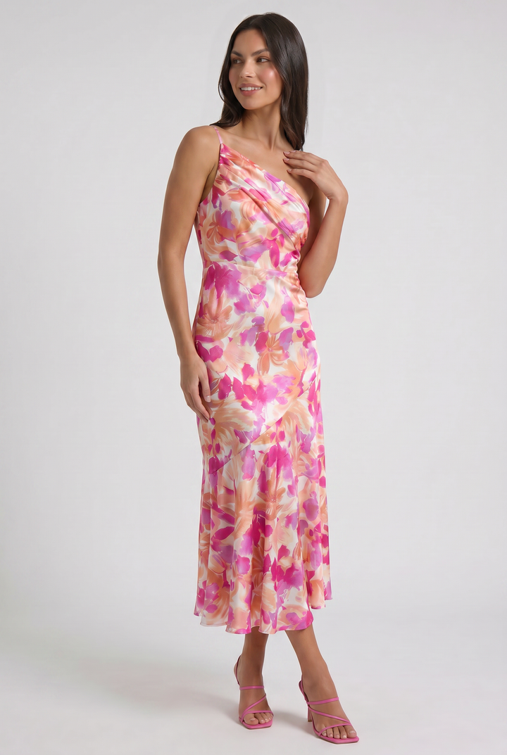 Floral Spaghetti Strap Wedding Guest Maxi Dress for Women