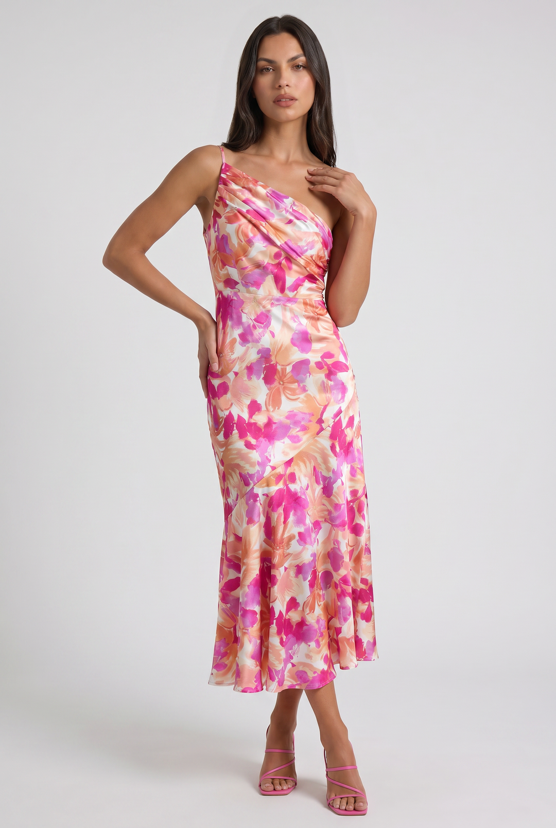 Floral Spaghetti Strap Wedding Guest Maxi Dress for Women
