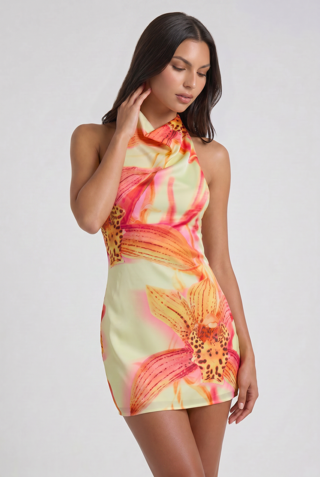 Floral V-Neck Homecoming Party Mini Dress for Women Summer