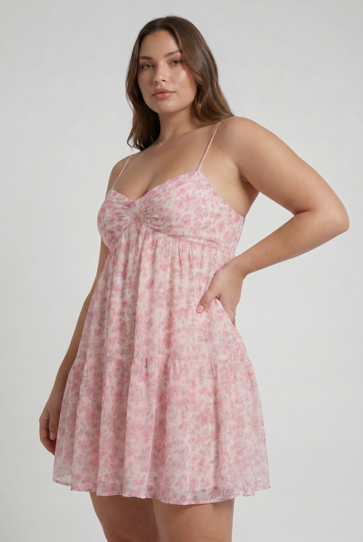 Floral Wedding Guest Short Sleeve Mini Dress for Women