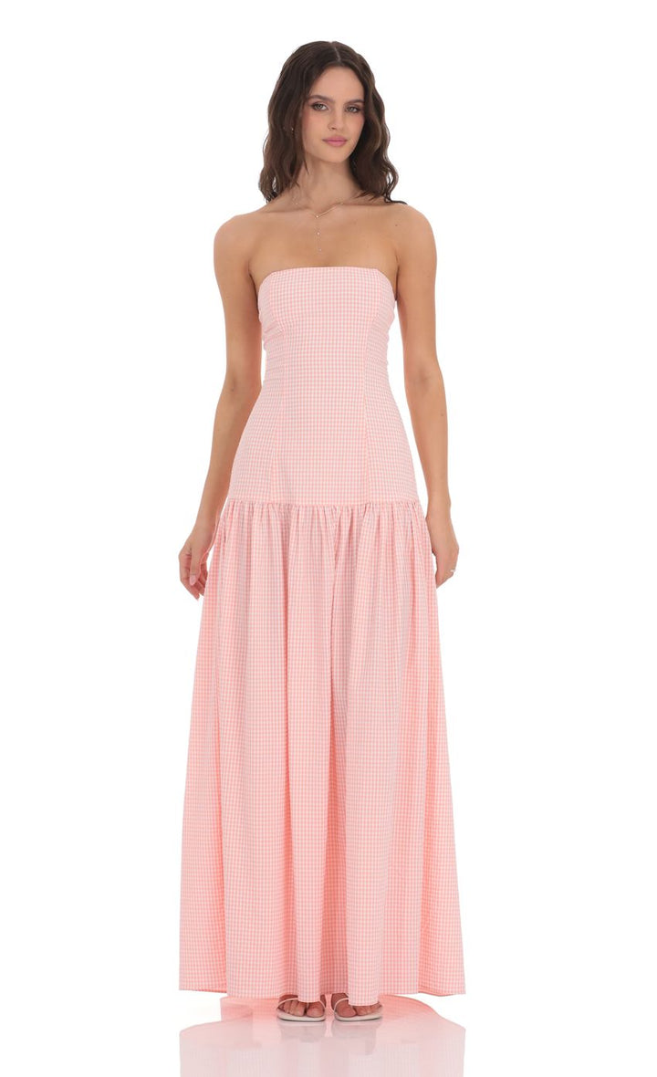 Gina Strapless Ruched Sleeveless Cocktail Maxi Dress for Women
