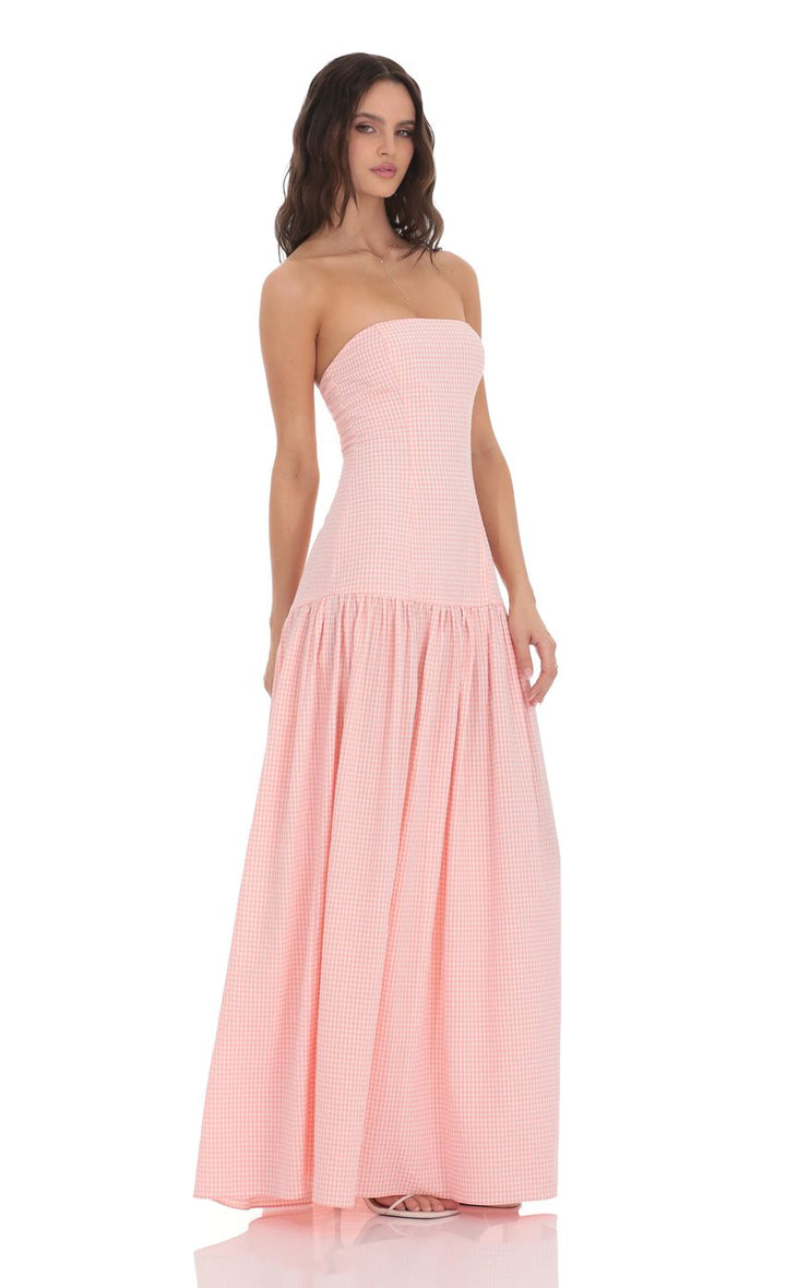 Gina Strapless Ruched Sleeveless Cocktail Maxi Dress for Women