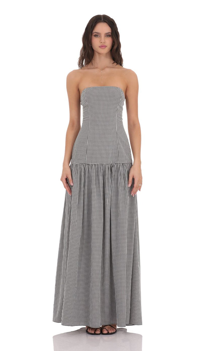 Gina Strapless Ruched Sleeveless Cocktail Maxi Dress for Women