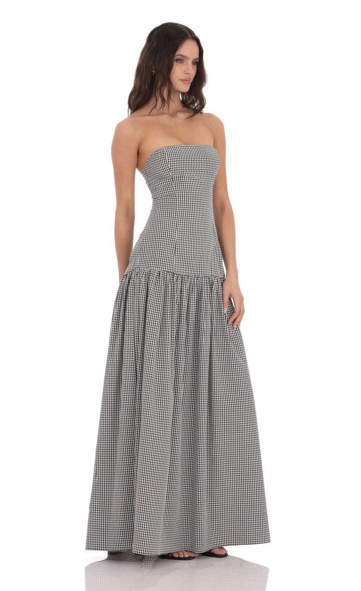 Gina Strapless Ruched Sleeveless Cocktail Maxi Dress for Women