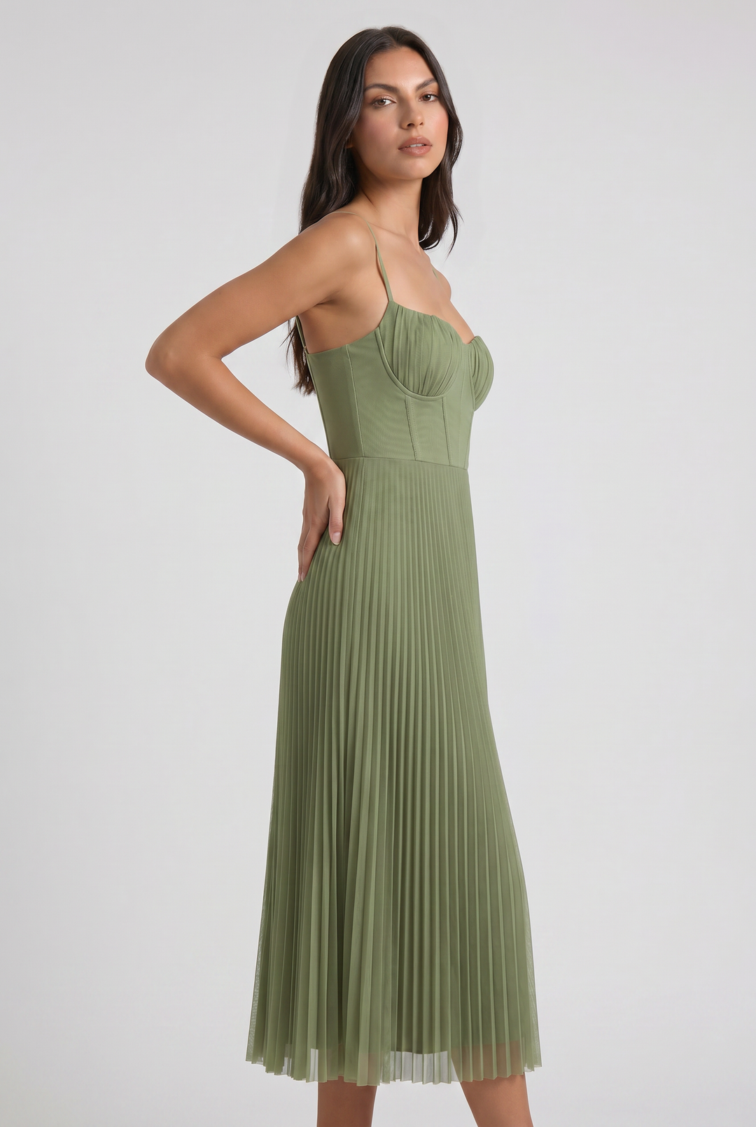 Green Floral V-Neck Cocktail Midi Dress for Women Summer