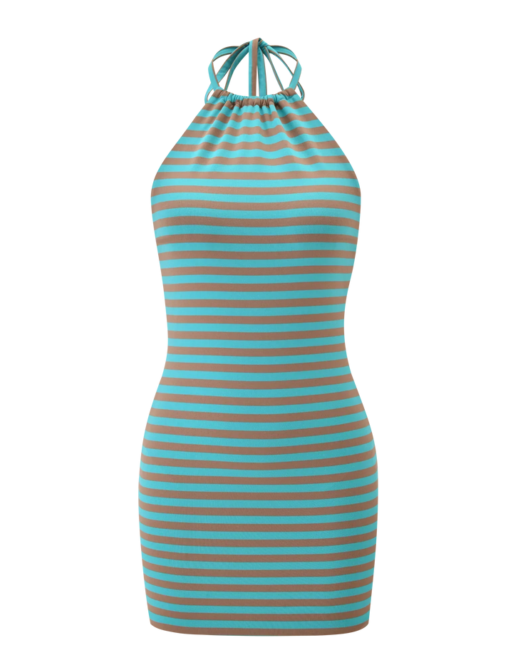 Homecoming Aqua Satin Ruched Mini Dress for Women - Party