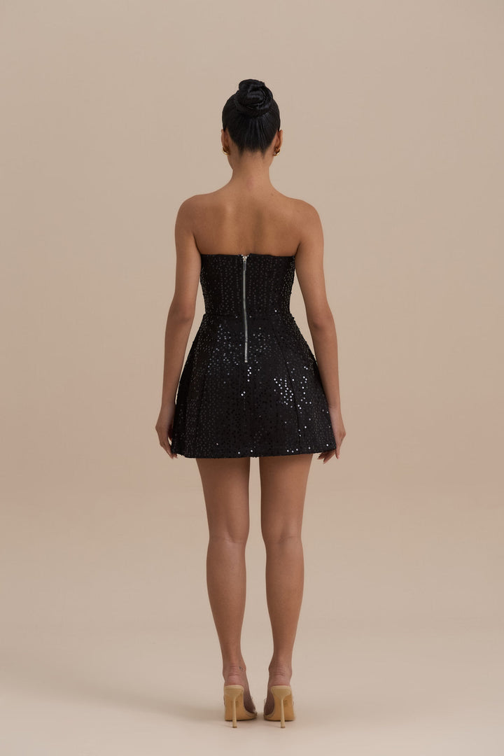 Homecoming Sequin Strapless Black Mini Dress Women