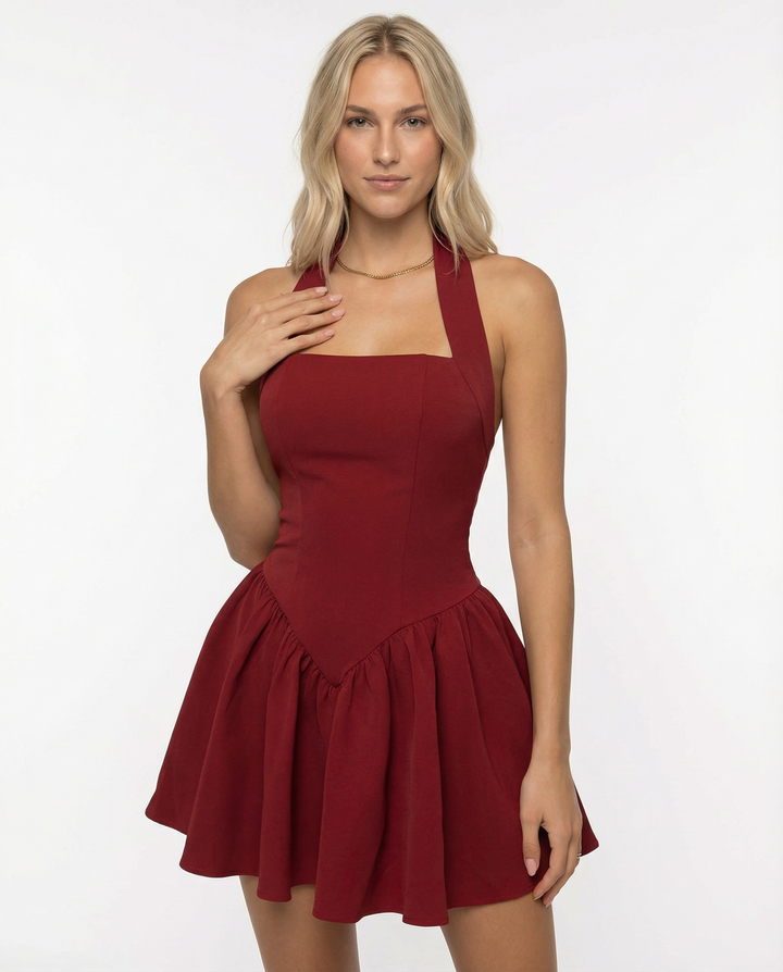 Homecoming Square Neck Short Sleeve Mini Dress for Women