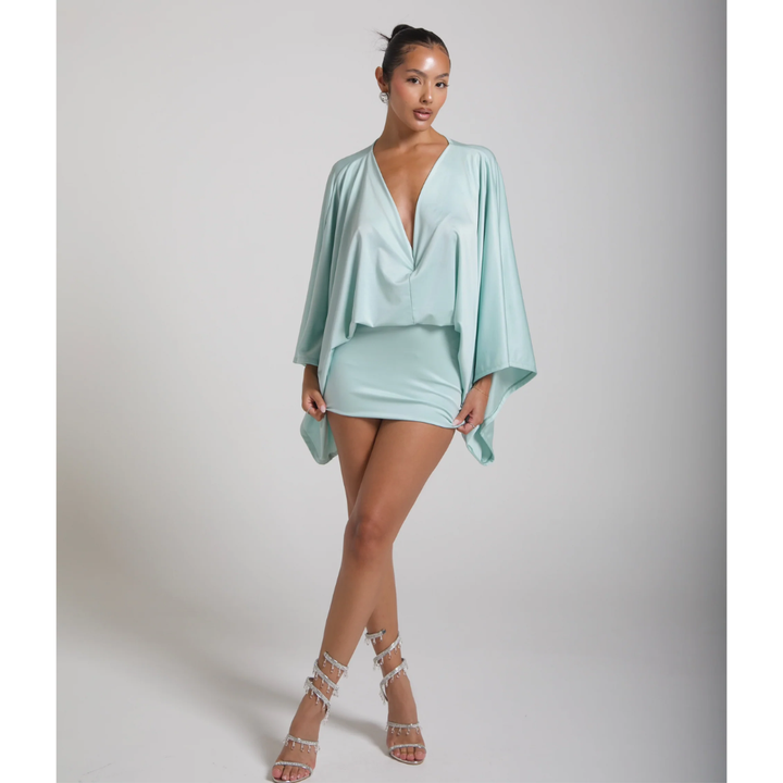 Homecoming V Neck Ruched Bodycon Mini Dress for Women