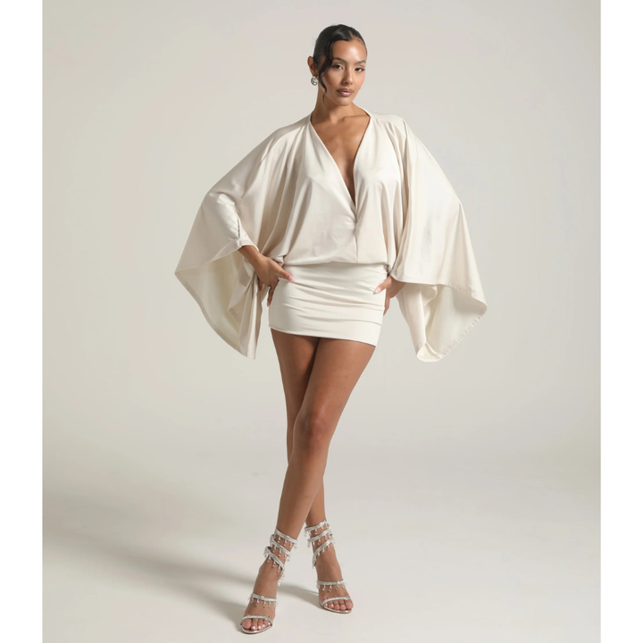 Homecoming V Neck Ruched Bodycon Mini Dress for Women