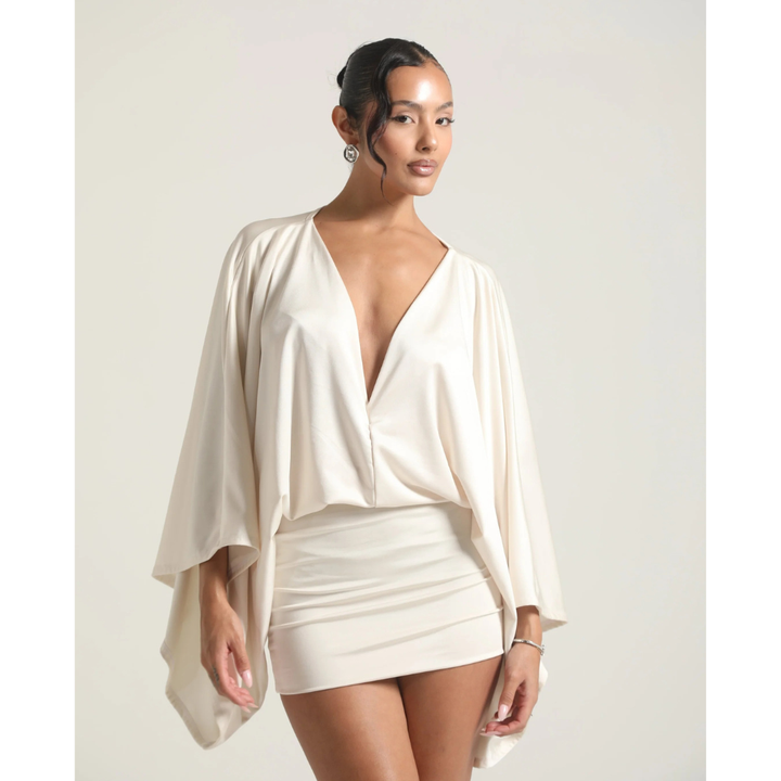 Homecoming V Neck Ruched Bodycon Mini Dress for Women