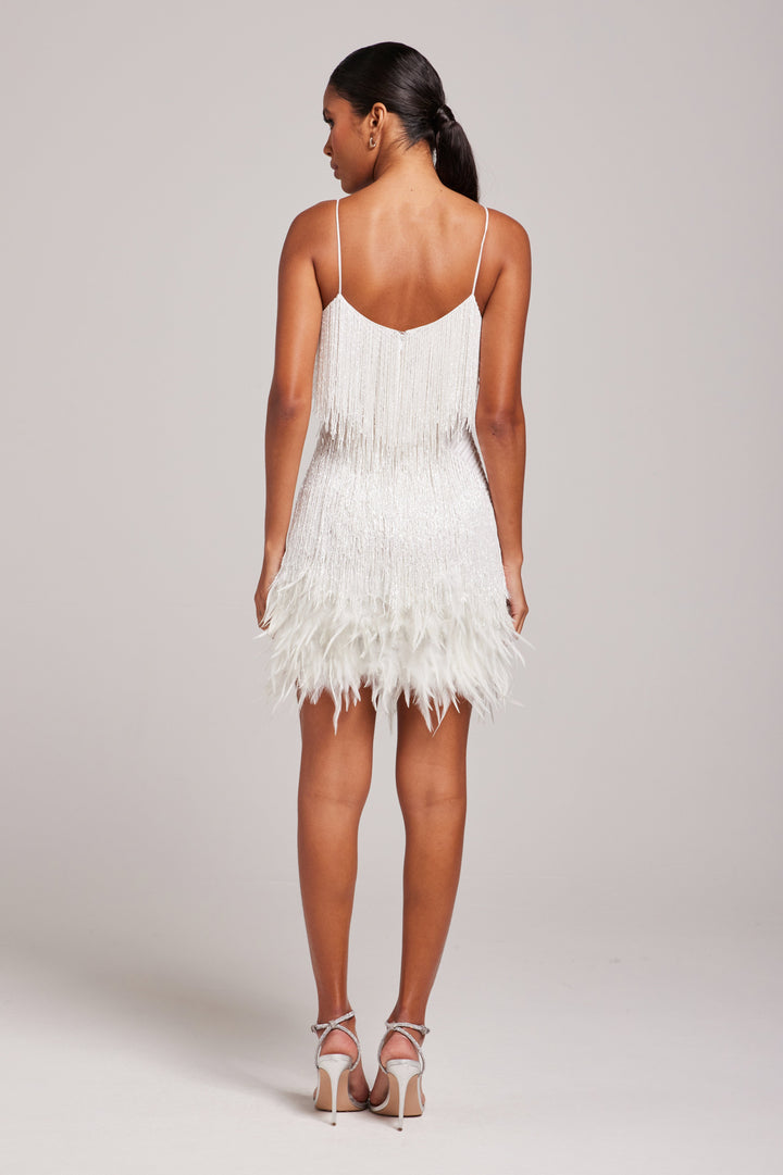 Homecoming White Fringe Mini Party Dress for Women