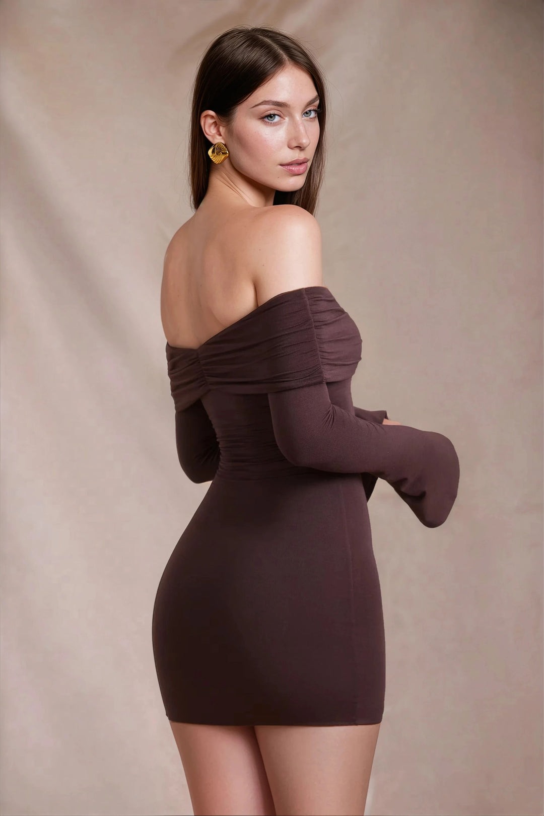 Long Sleeve Off Shoulder Mini Dress for Women, Bodycon Party