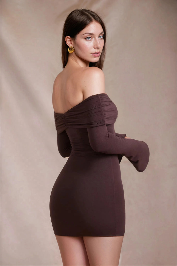 Long Sleeve Off Shoulder Mini Dress for Women, Bodycon Party