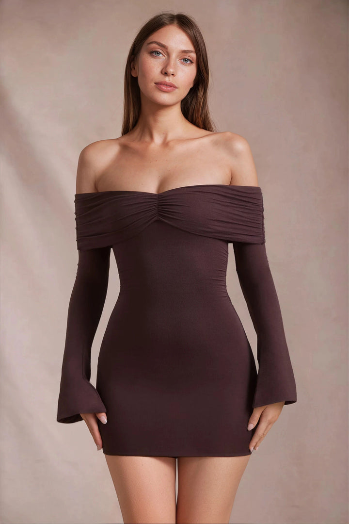 Long Sleeve Off Shoulder Mini Dress for Women, Bodycon Party