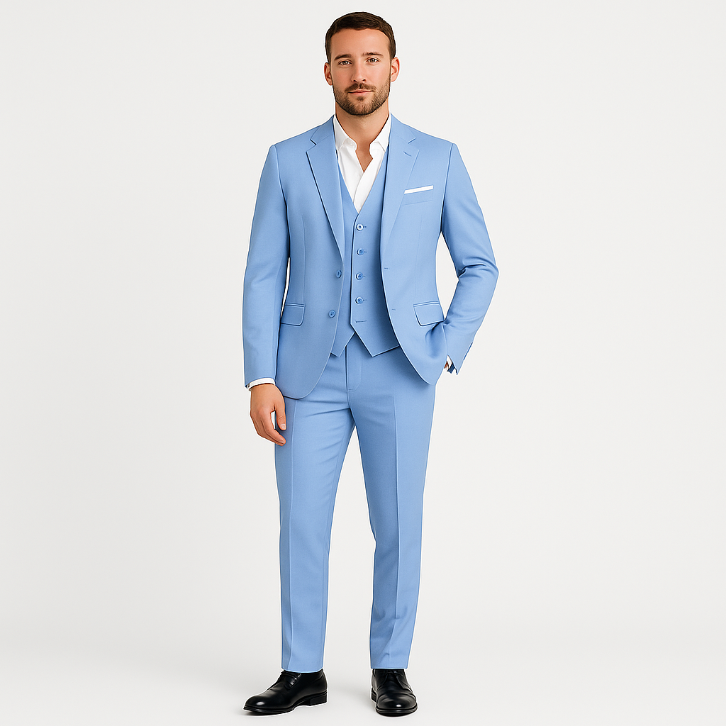 Men Summer Casual Classic Tailored 3 Piece Suit Set