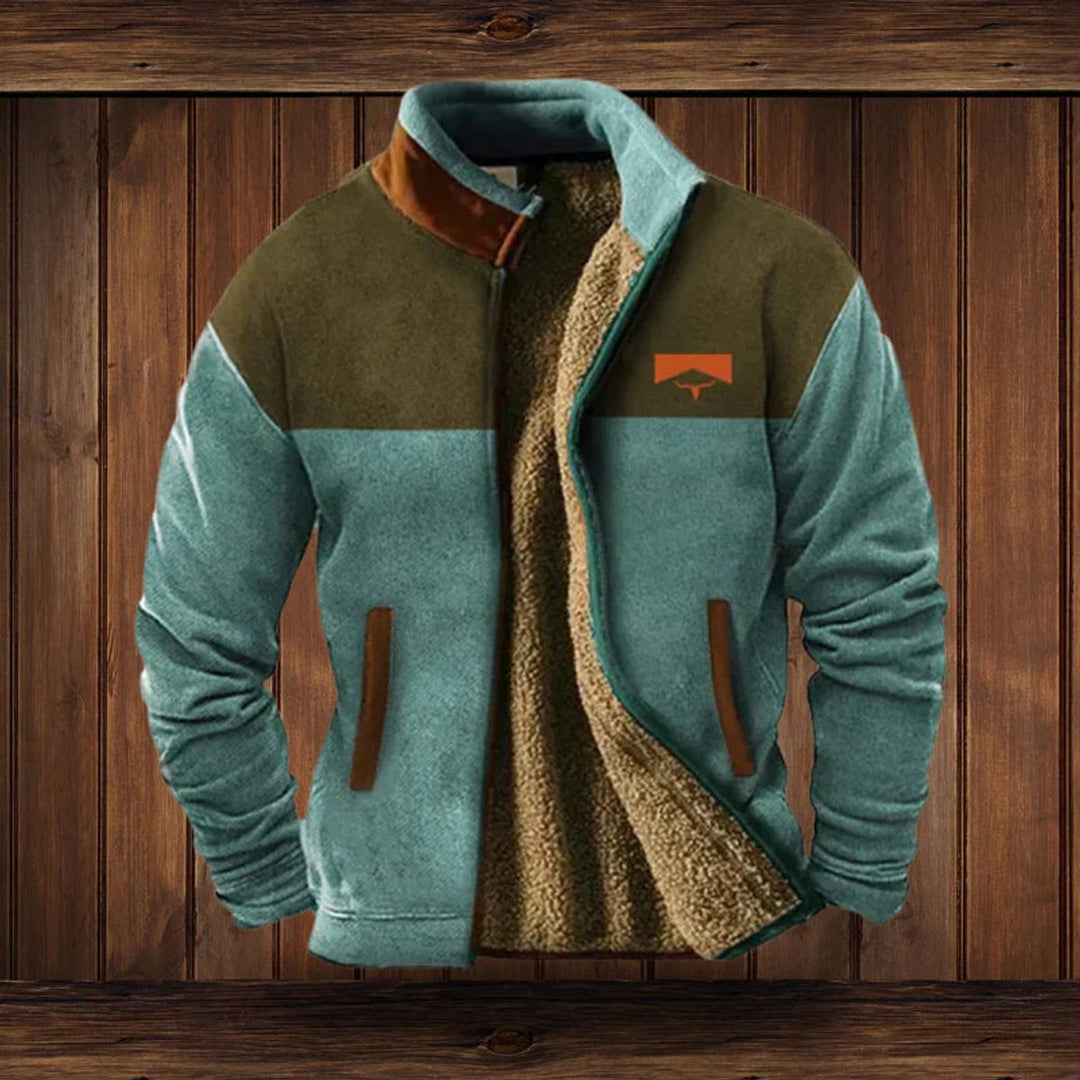Men's Aztec Print Sherpa Lined Full Zip Cardigan Jacket