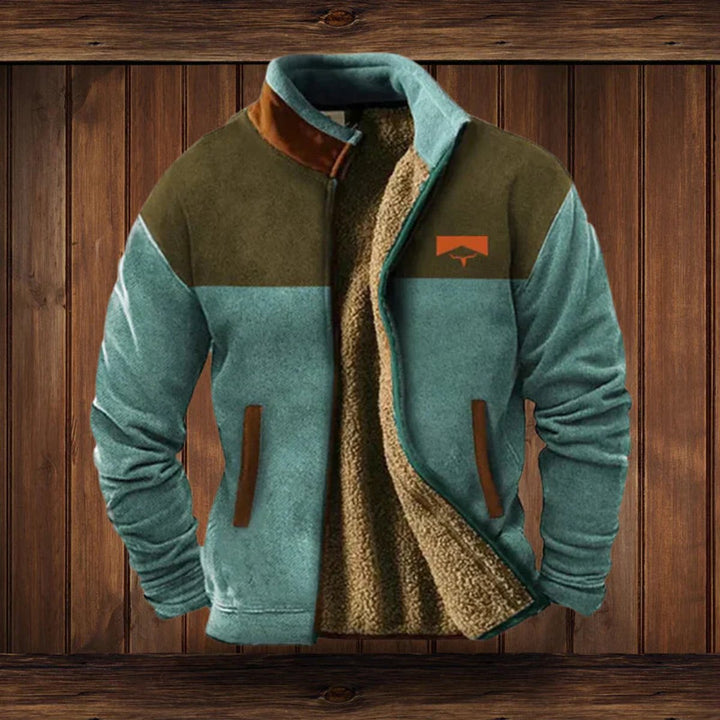Men's Aztec Print Sherpa Lined Full Zip Cardigan Jacket