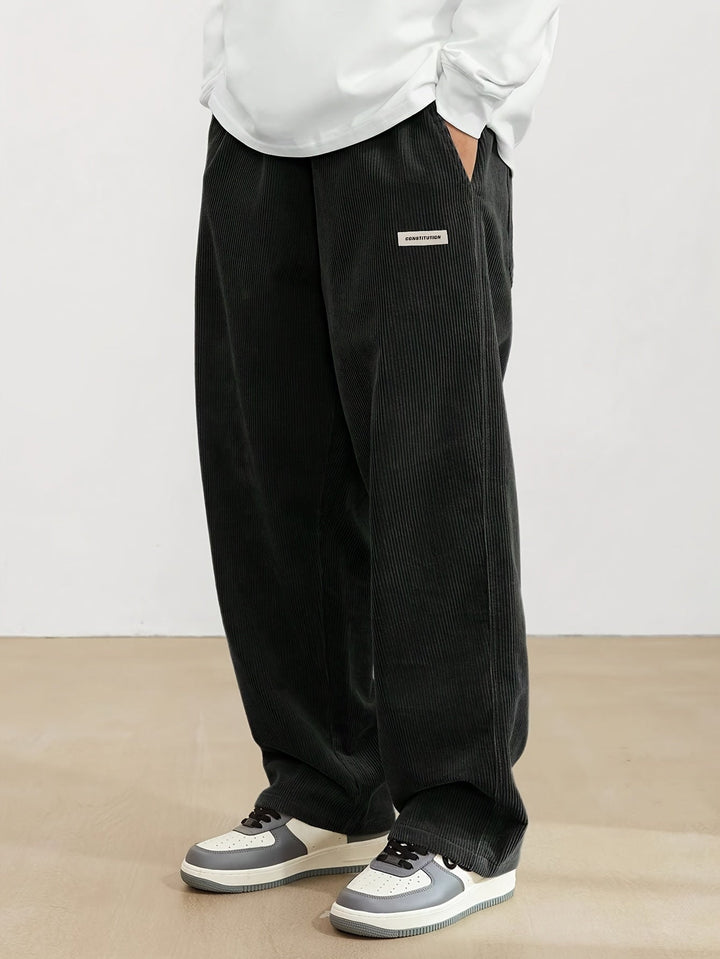Men's Baggy Corduroy Wide Leg Straight Casual Pants