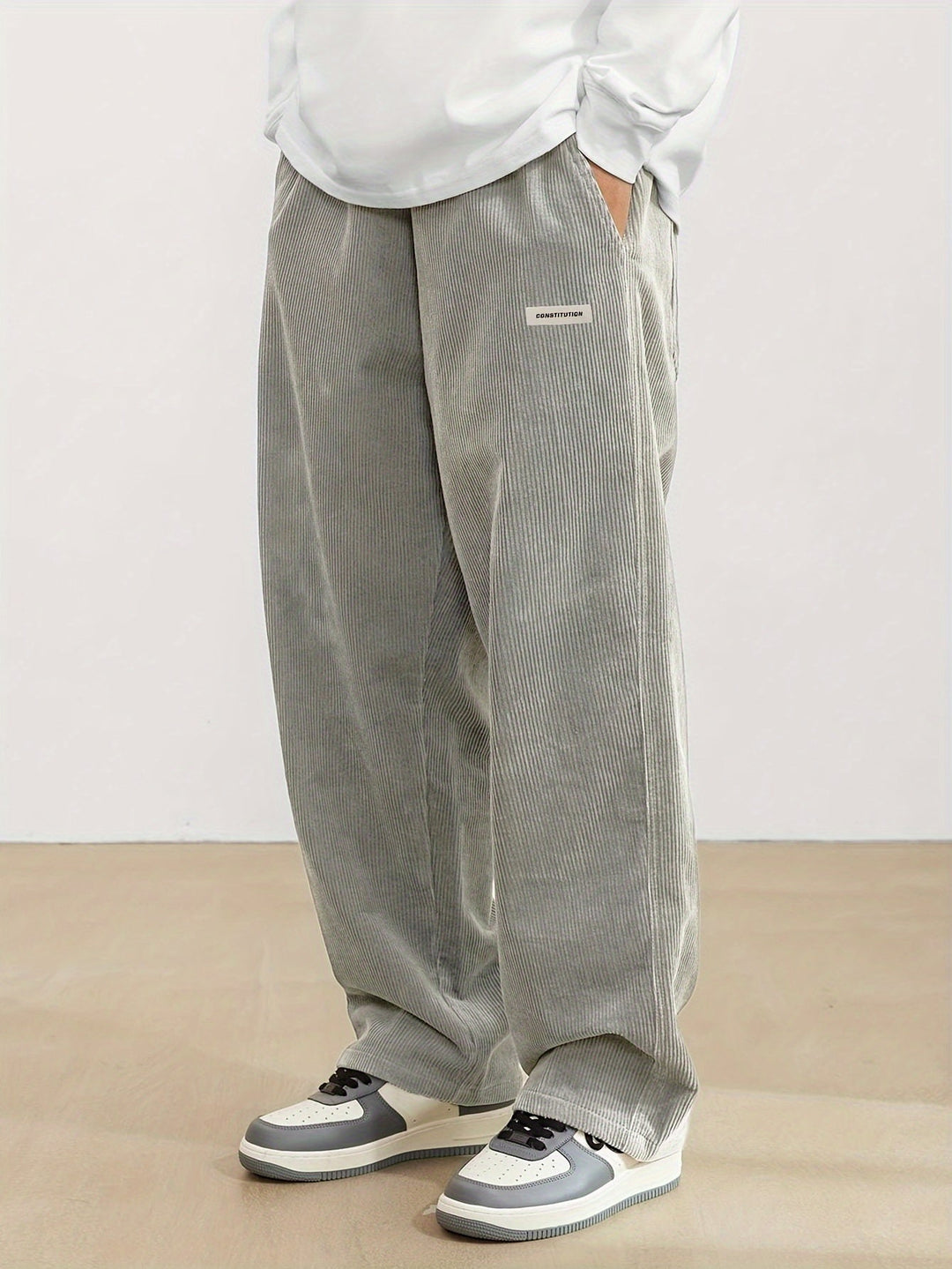 Men's Baggy Corduroy Wide Leg Straight Casual Pants