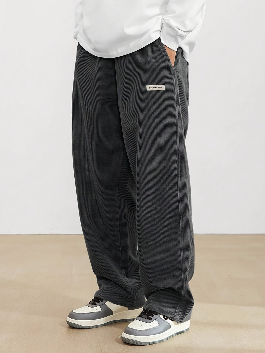 Men's Baggy Corduroy Wide Leg Straight Casual Pants