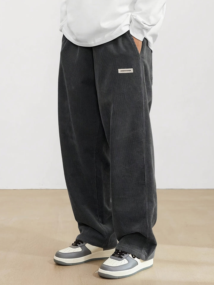 Men's Baggy Corduroy Wide Leg Straight Casual Pants