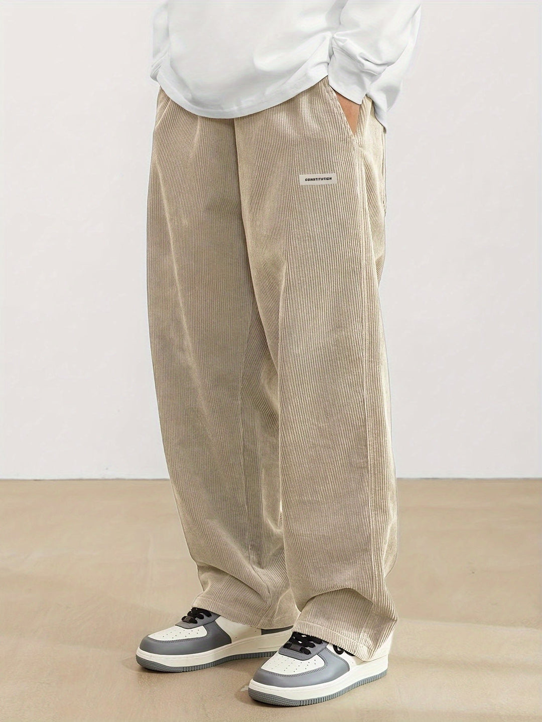 Men's Baggy Corduroy Wide Leg Straight Casual Pants