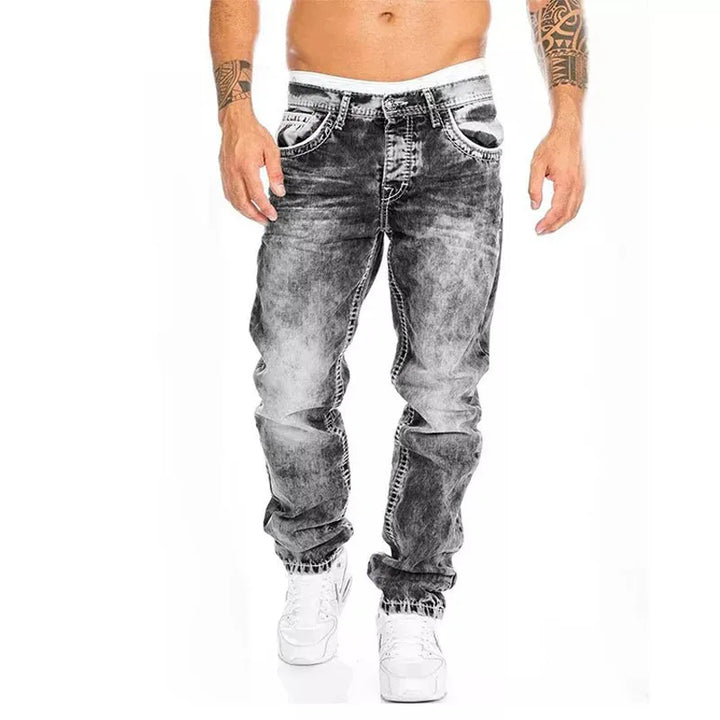 Men's Baggy Wide Leg Jeans Loose Fit Vintage Wash Denim
