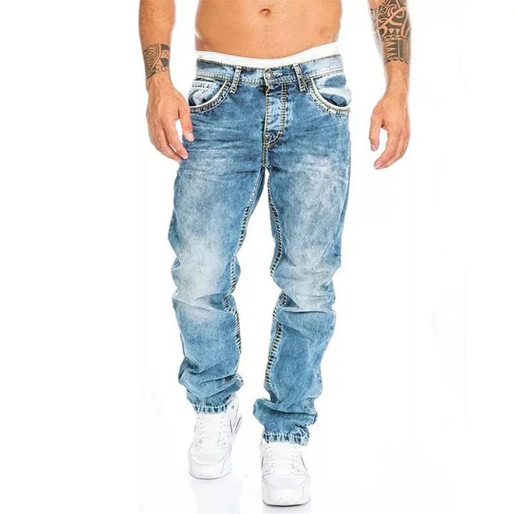 Men's Baggy Wide Leg Jeans Loose Fit Vintage Wash Denim