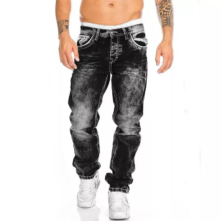 Men's Baggy Wide Leg Jeans Loose Fit Vintage Wash Denim