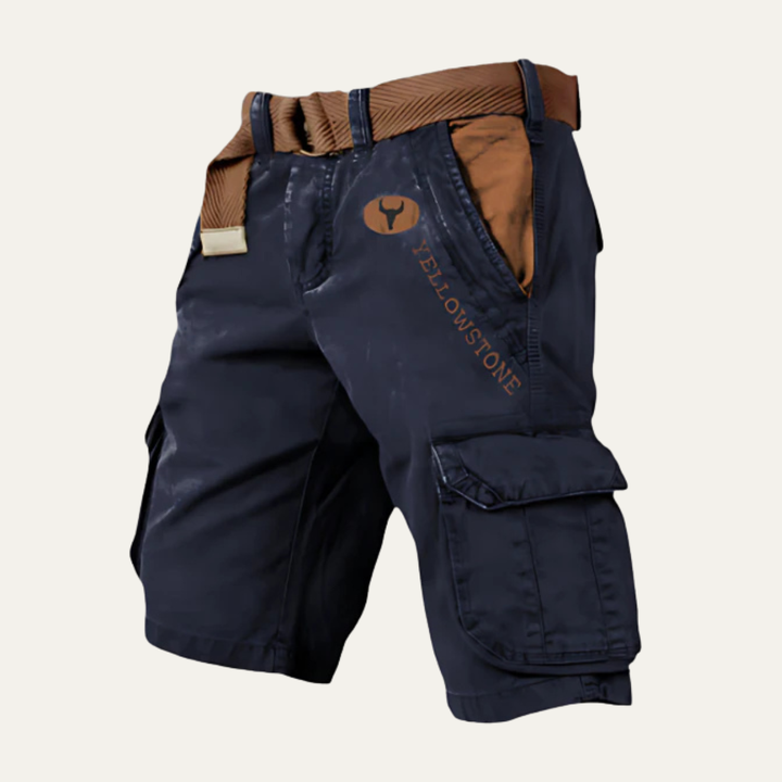 Men's Belted Cargo Shorts Multi-Pocket Knee-Length Casual Summer