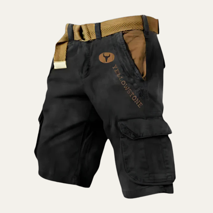 Men's Belted Cargo Shorts Multi-Pocket Knee-Length Casual Summer
