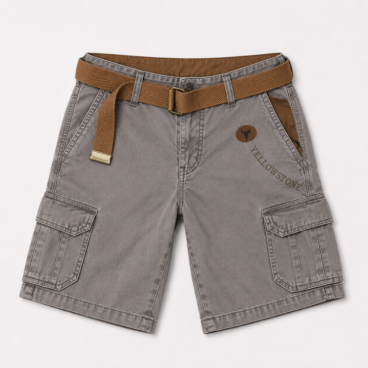 Men's Belted Cargo Shorts Multi-Pocket Knee-Length Casual Summer