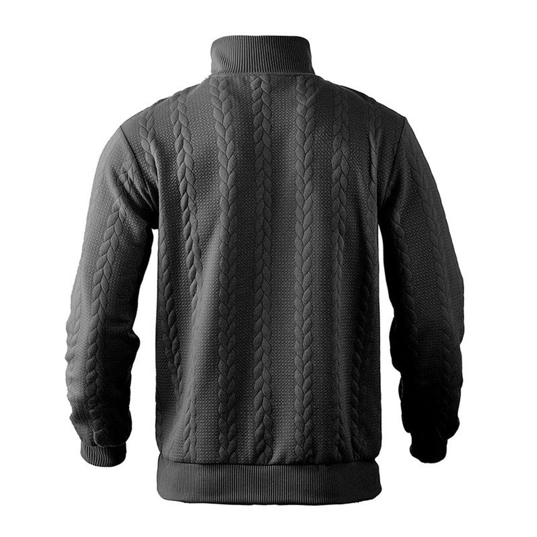 Men's Cable Knit Quarter Zip Ribbed Pullover Sweater