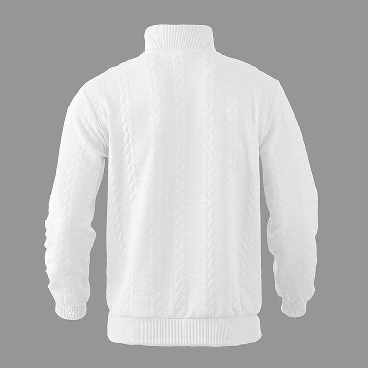 Men's Cable Knit Quarter Zip Ribbed Pullover Sweater