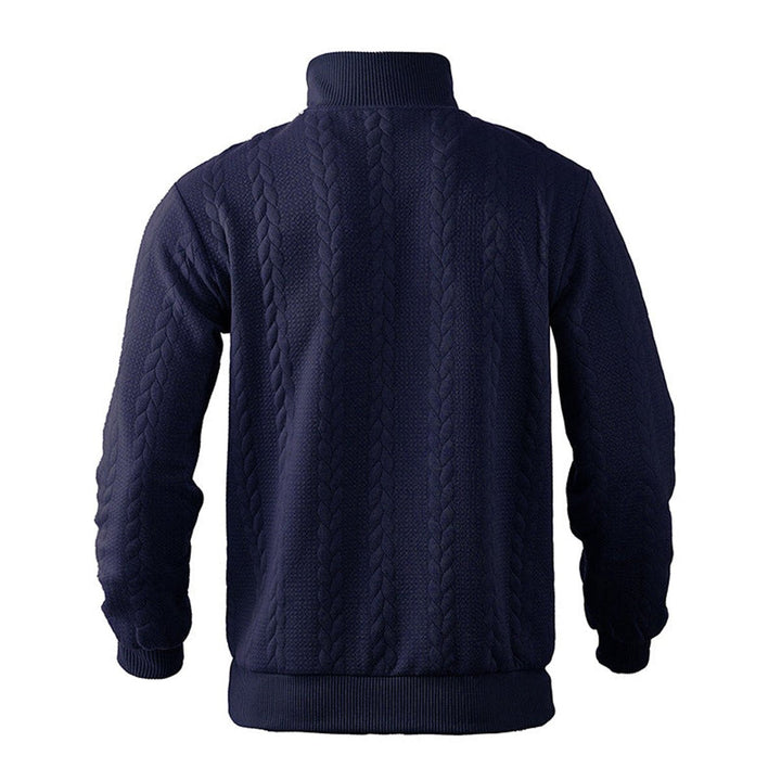 Men's Cable Knit Quarter Zip Ribbed Pullover Sweater