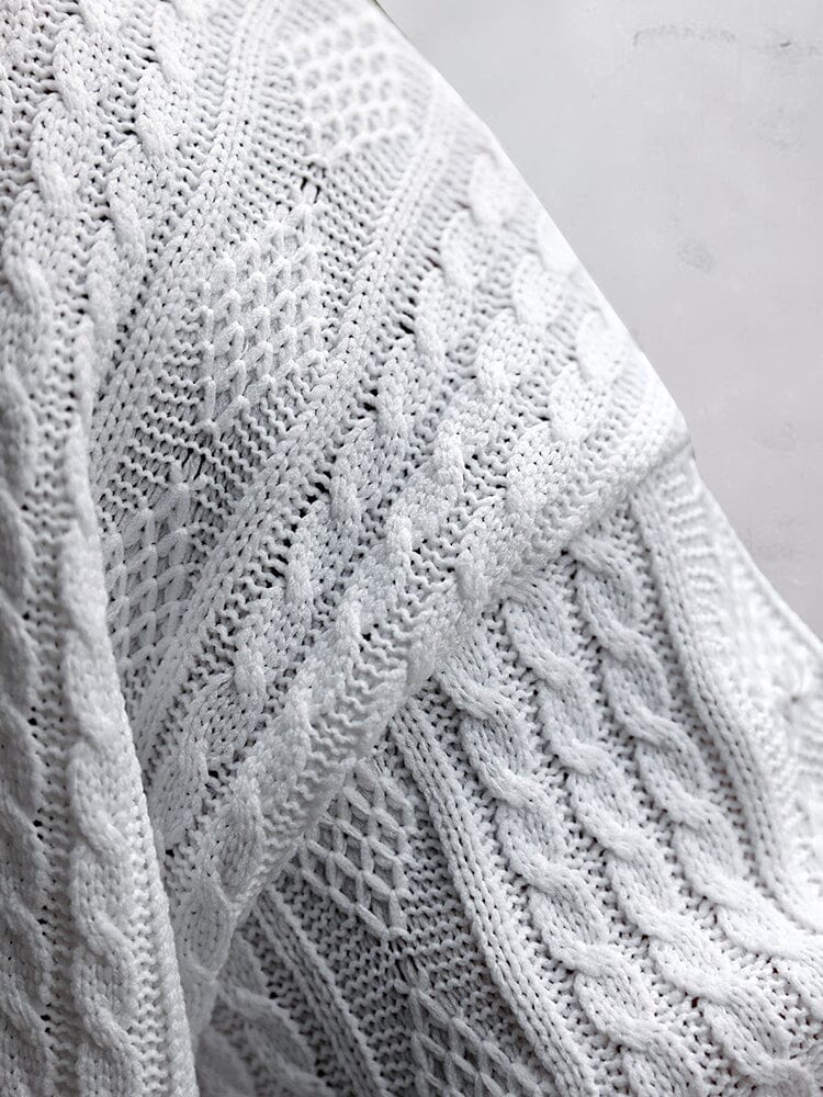 Men's Cable Knit V Neck Top and Shorts Summer Set