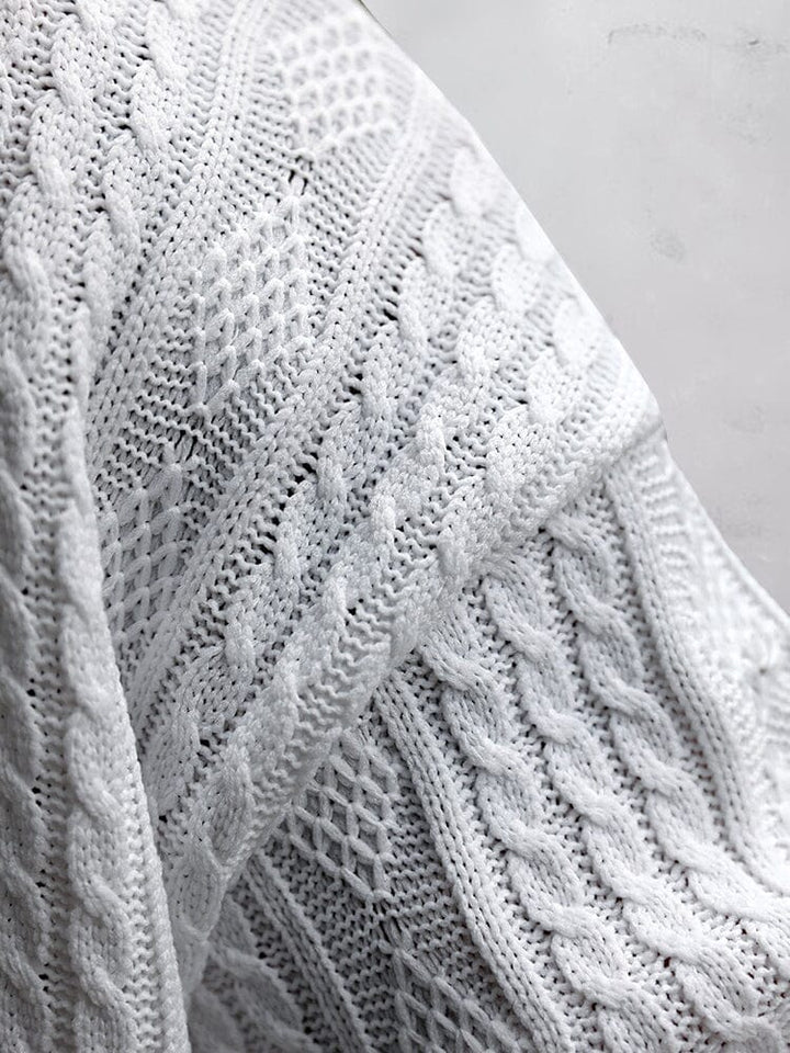 Men's Cable Knit V Neck Top and Shorts Summer Set