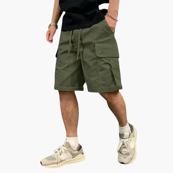 Men's Cargo Drawstring Shorts - Knee-Length Summer Shorts