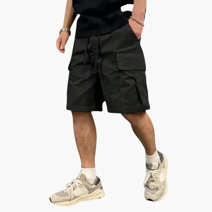 Men's Cargo Drawstring Shorts - Knee-Length Summer Shorts