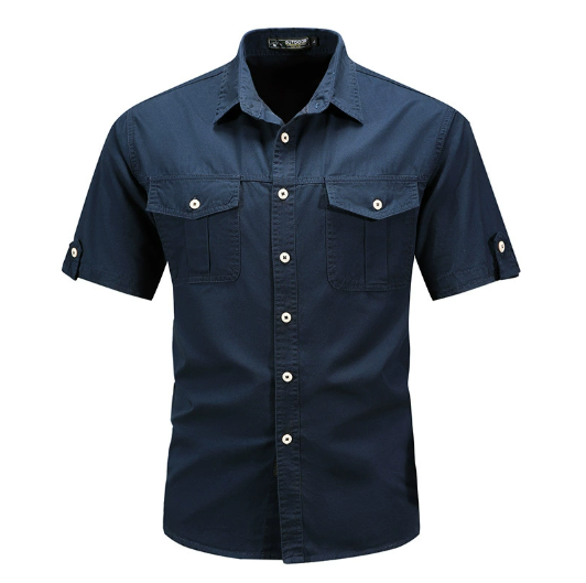 Men's Cargo Pocket Short Sleeve Button Up Summer Shirt