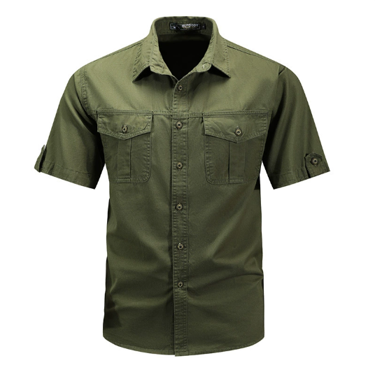 Men's Cargo Pocket Short Sleeve Button Up Summer Shirt