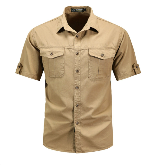 Men's Cargo Pocket Short Sleeve Button Up Summer Shirt
